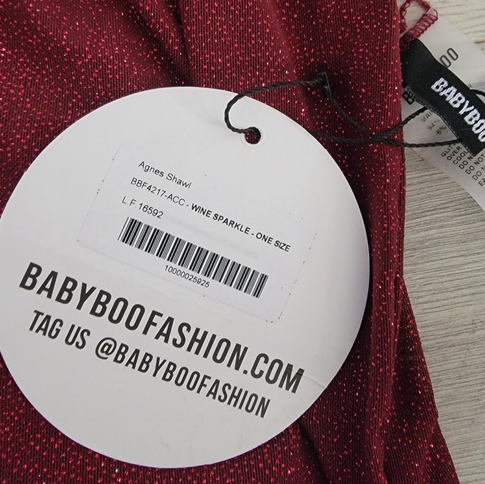 Babyboo Ashika Maxi Dress Wine Sparkle sz Medium with Agnes Shawl Wine Sparkle - Picture 11 of 13